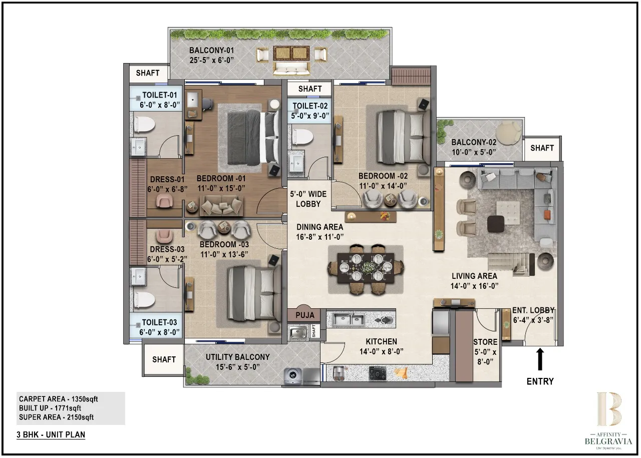 3 BHK plan