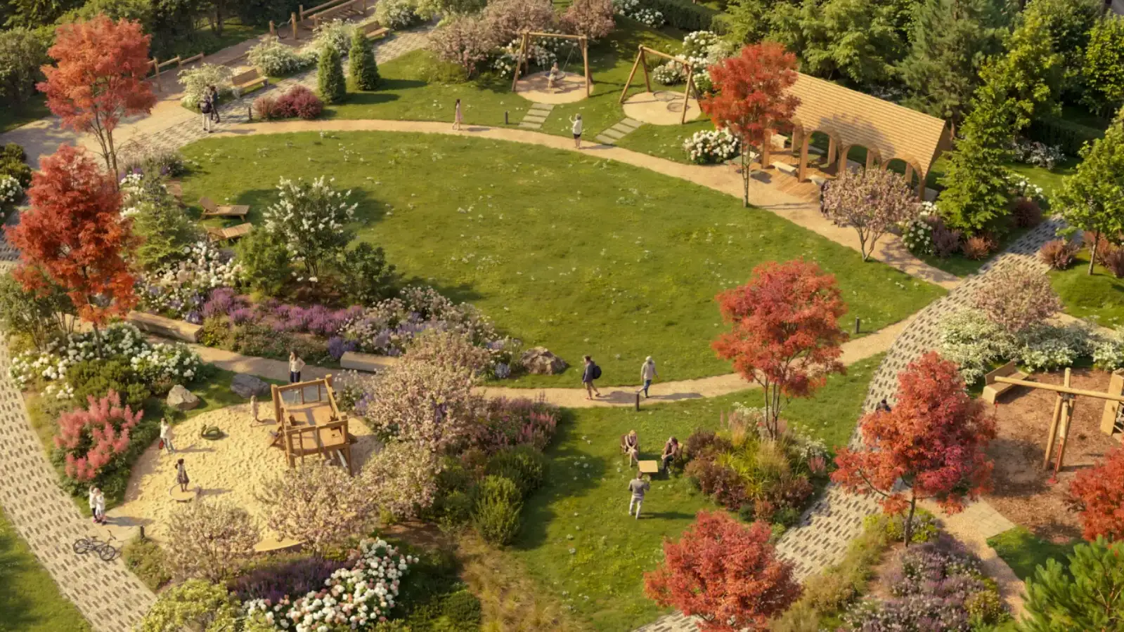 Landscaped amenities and green outdoor areas