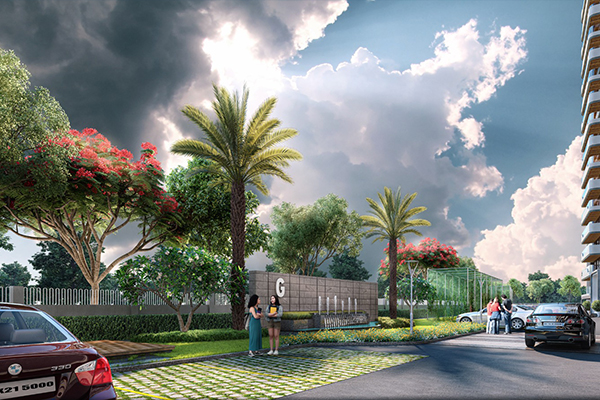 Contemporary drop-off and frontage